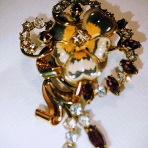 12k Gold Carl Art Enamel Brooch